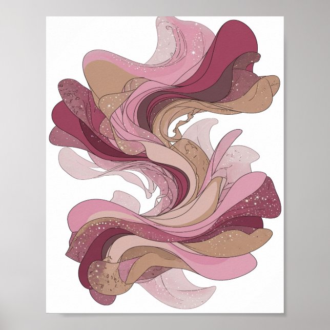 Affiche Art abstrait argent vibrant Dessin abstrait (Devant)