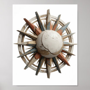 Affiche ART ABSTRAIT Argenté Design Moderne Frais