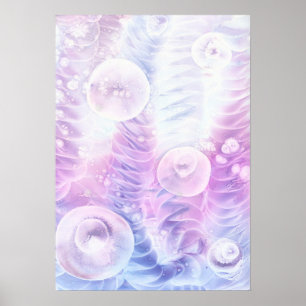 Affiche Art Abstrait au Pastel Clair Peint à la Main à la 