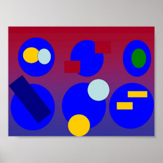 Affiche Art Abstrait - Aube Rouge Bleue