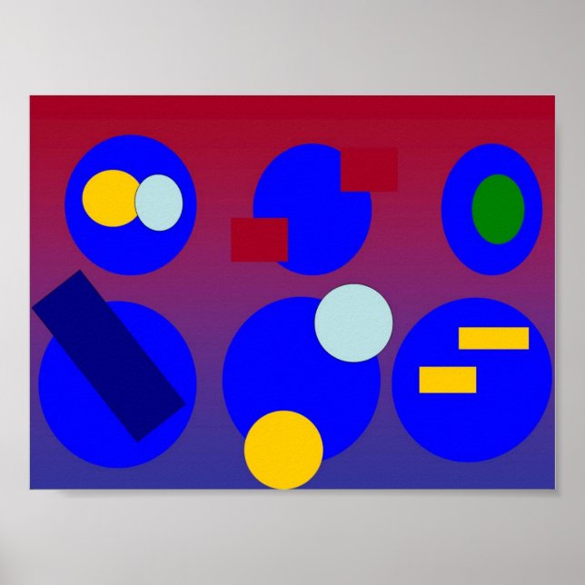 Affiche Art Abstrait - Aube Rouge Bleue (Devant)