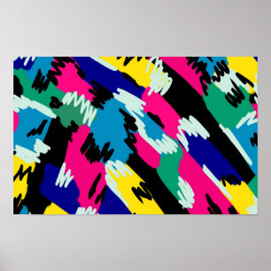 Affiche Art abstrait audacieux en couleurs primaires