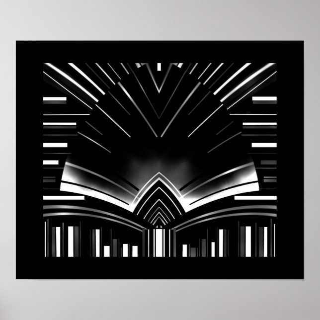 Affiche Art Abstrait Bande Argentée Courbée (Devant)