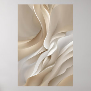 Affiche Art Abstrait Beige Sculpté
