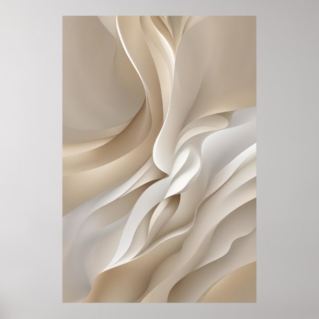 Affiche Art Abstrait Beige Sculpté (Devant)