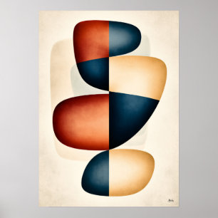 Affiche Art abstrait biomorphique Japandi Harmony empilé