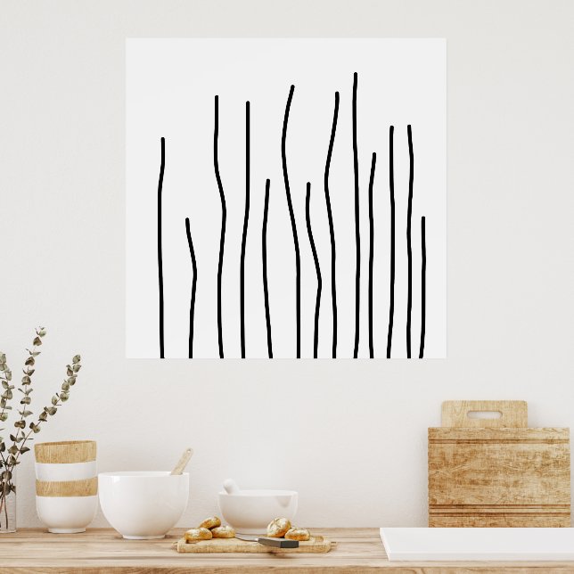Affiche Art Abstrait Black White Lines Minimalisme (Cuisine)