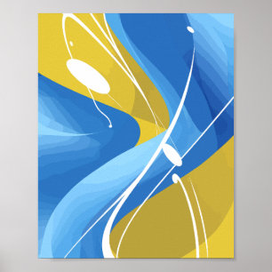 Affiche Art Abstrait bleu et jaune