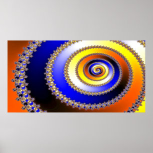 Affiche ART Abstrait - bleu spiral jaune