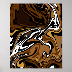 Affiche Art Abstrait Brown, blanc et noir
