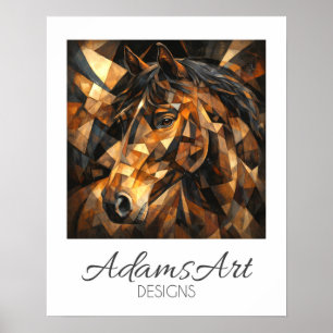 Affiche Art abstrait Cheval sauvage géométrique