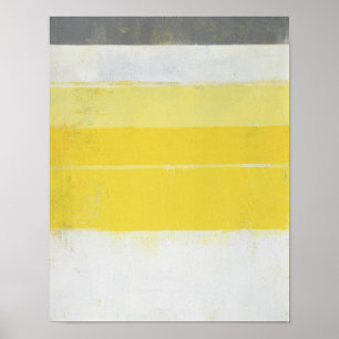 Affiche Art Abstrait "citrique" gris et jaune