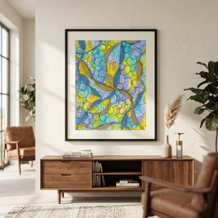 Affiche Art abstrait coloré aux tourbillons emmêlés dessin