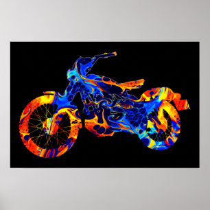 AFFICHE ART ABSTRAIT COLORÉ MOTOCROSS MODERNE TENDANCE