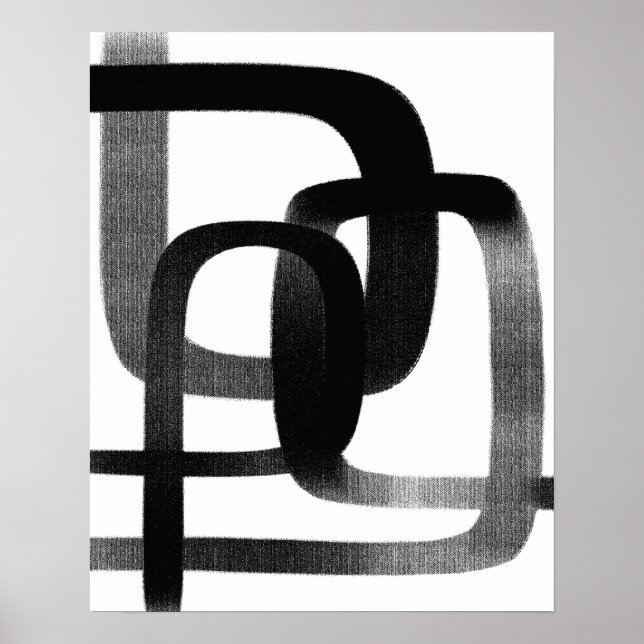 Affiche Art Abstrait Contemporain Noir Et Blanc (Devant)