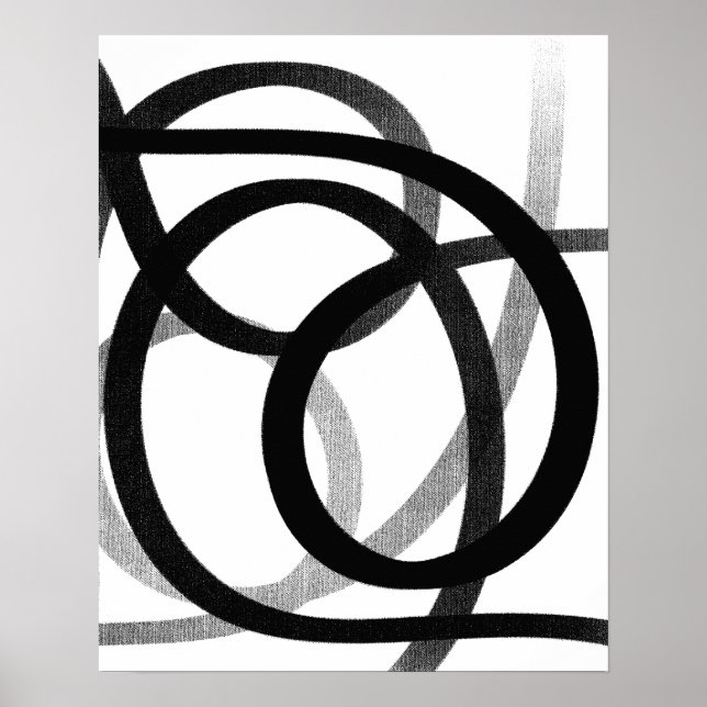 Affiche Art Abstrait Contemporain Noir Et Blanc (Devant)