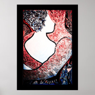 Affiche Art Abstrait couple interracial dans l'amour embra