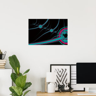 AFFICHE ART ABSTRAIT CYBERNÉTIQUE NÉON