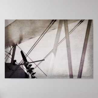 Affiche Art abstrait d'avion antique à double plan
