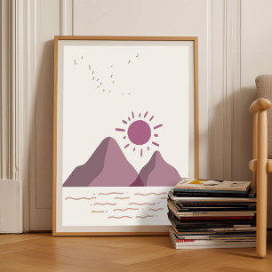 Affiche Art abstrait de baies romantiques Coucher de solei