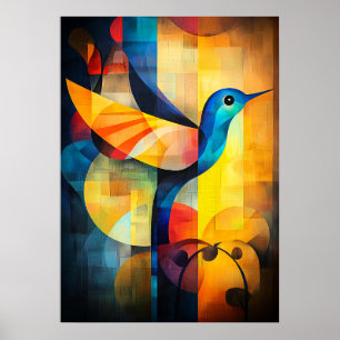 Affiche Art abstrait de colibri géométrique