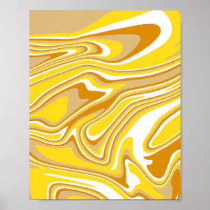 Affiche Art Abstrait de fluides à spirale dorée
