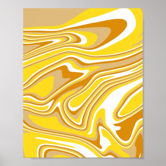 Affiche Art Abstrait de fluides à spirale dorée (Devant)