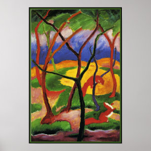 Affiche art abstrait de Franz Marc, Belettes jouant