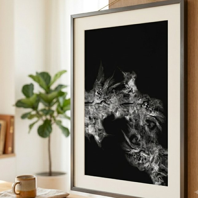 Affiche Art abstrait de fumée éthérée lunatique (Moody ethereal smoke wall poster for a friend decorating their modern, edgy apartment.)
