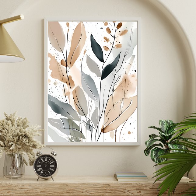 Affiche Art Abstrait de la plaque botanique non encadré (Add a touch of sophistication to any room with this pretty abstract botanical splatter art print. 
)