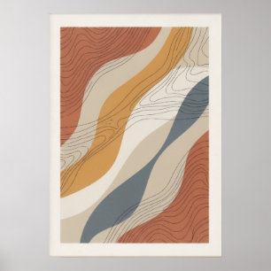 Affiche Art abstrait de ligne topographique moderne