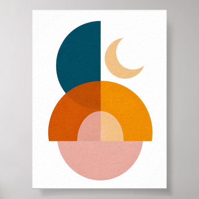 Affiche Art abstrait de lune géométrique moderne (Devant)