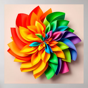 Affiche Art abstrait de papier arc-en-ciel vibrant
