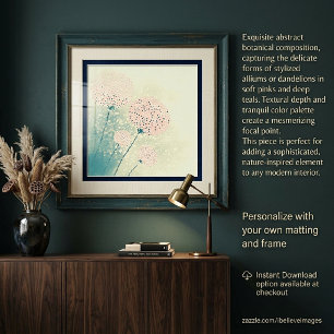 Affiche Art abstrait de pissenlits roses
