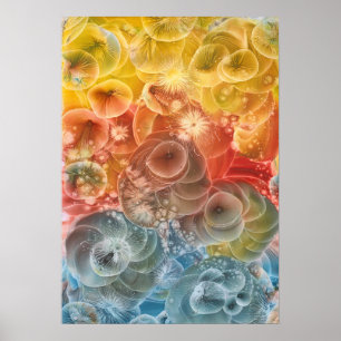 Affiche Art abstrait d'énergie colorée éclatée peint à la
