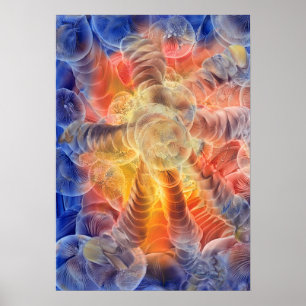 Affiche Art abstrait d'énergie radiante en spirale peint à