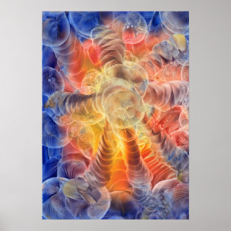 Affiche Art abstrait d'énergie radiante en spirale peint à