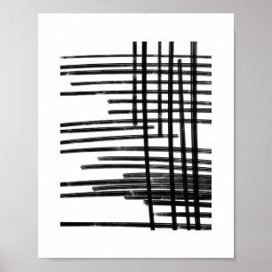 Affiche Art Abstrait des lignes noires et blanches - Scrat