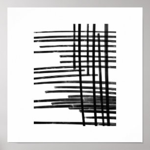 Affiche Art Abstrait des lignes noires et blanches - Scrat