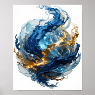 Affiche Art abstrait Design abstrait Dynamique Argent v2