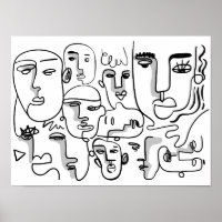 Art Abstrait, Dessin Visages Abstraits