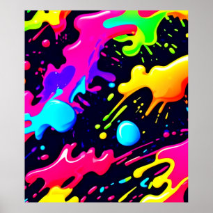 Affiche Art Abstrait d'explosion de couleur liquide