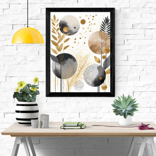 Affiche Art Abstrait doré, minimaliste moderne