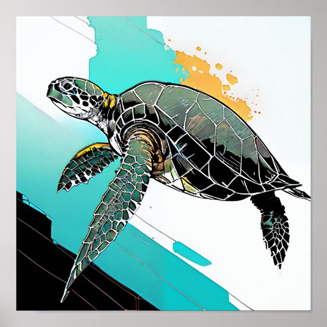 Affiche Art Abstrait d'une tortue (Devant)