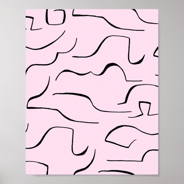Affiche Art Abstrait en ligne pointue - Arrière - plan ros (Devant)
