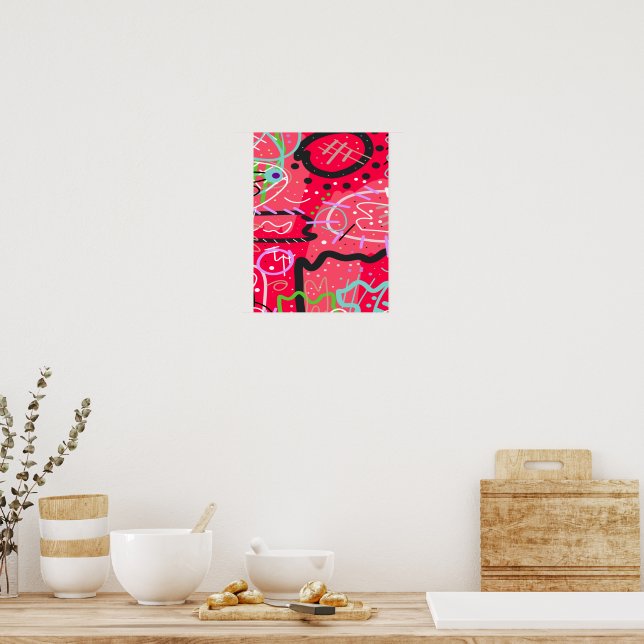 Affiche Art abstrait en rouge (Cuisine)