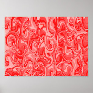 Affiche Art abstrait en spirale - Rouge