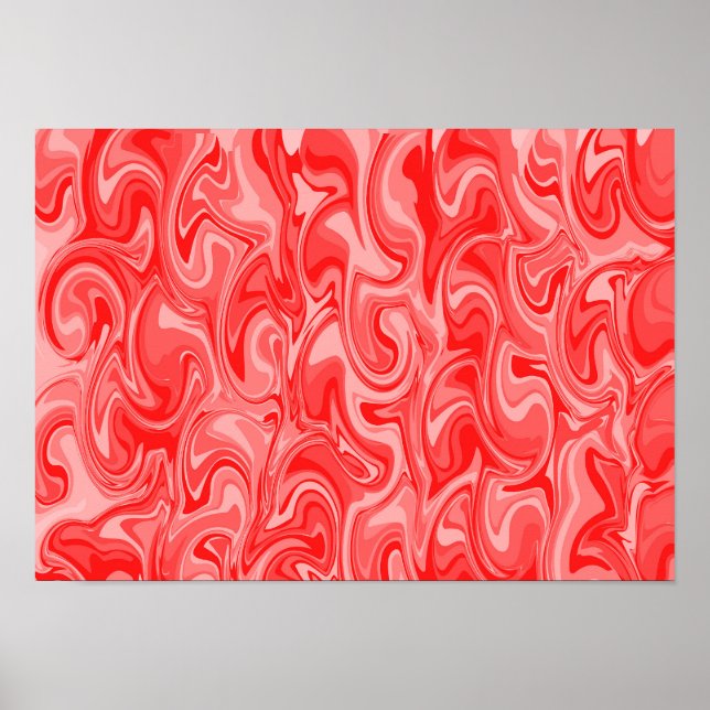 Affiche Art abstrait en spirale - Rouge (Devant)