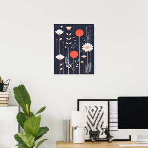 Affiche Art abstrait floral lumineux