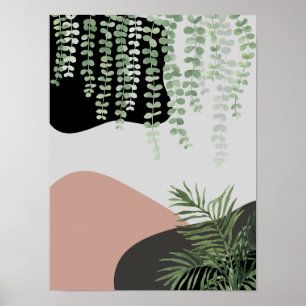 Affiche Art Abstrait floral minimaliste moderne du milieu 